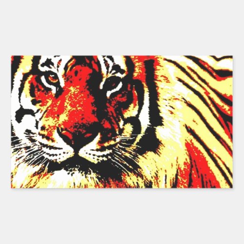 Retro Tiger Rectangular Sticker