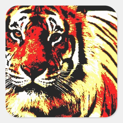 Retro Tiger Square Sticker