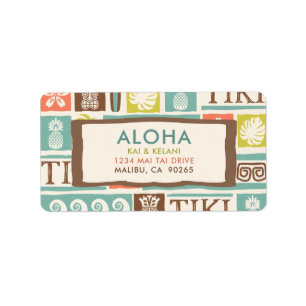 Retro Tiki Aloha Tropical Address Label
