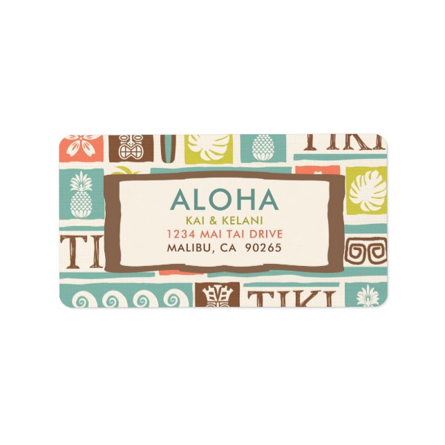 Retro Tiki Aloha Tropical Address Label (Front)