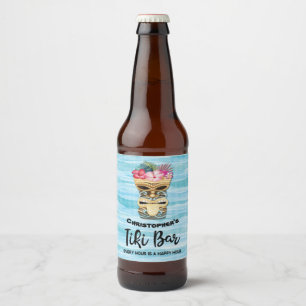 Retro Tiki Bar Party Beer Bottle Label