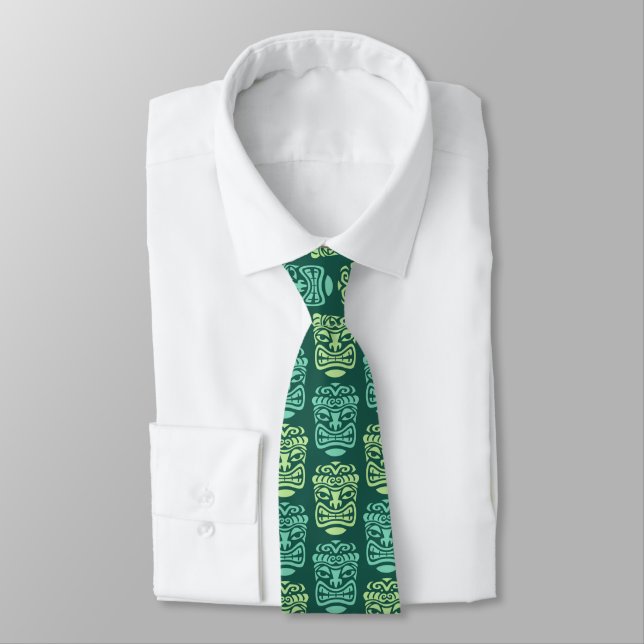 Retro Tiki Beach Bar Pattern Neck Tie (Tied)
