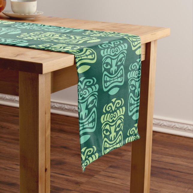 Retro Tiki Beach Bar Pattern Short Table Runner (In Situ)