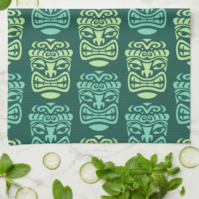 Retro Tiki Beach Party Kitchen Towel (Folded)