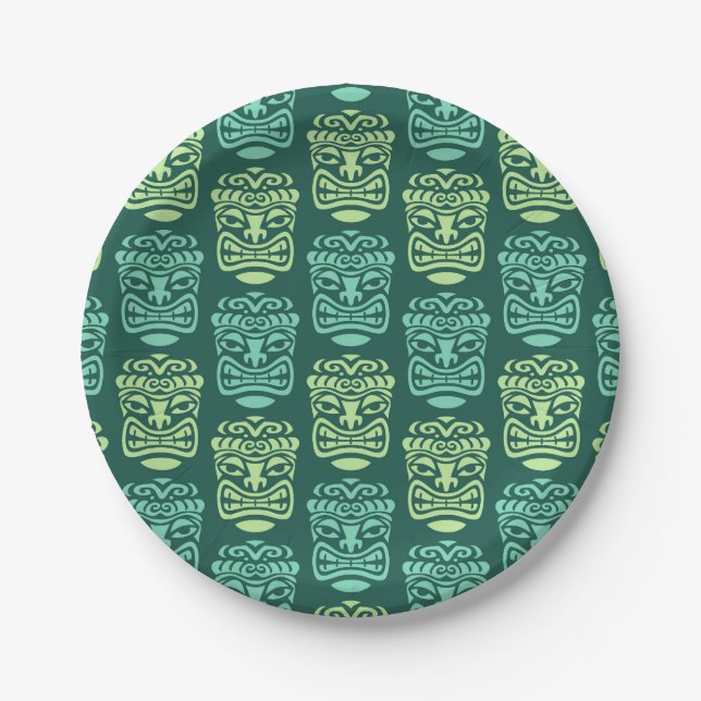 Retro Tiki Beach Party Paper Plates (Front)
