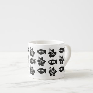 Retro Tiki Black and White Pattern Espresso Cup