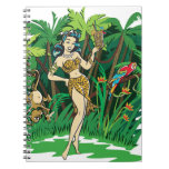 Retro Tiki goddess, jungle cocktail Notebook