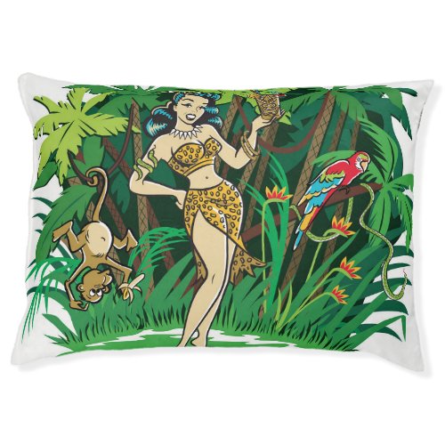 Retro Tiki goddess jungle cocktail Pet Bed
