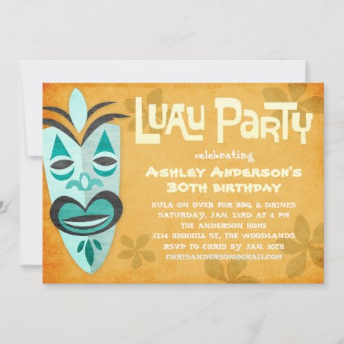 Retro Tiki Luau Party Invitations