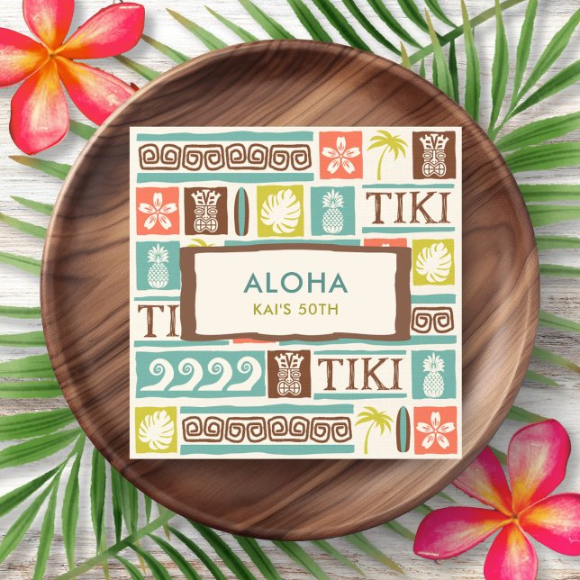 Retro Tiki Party Aloha Birthday Napkins (Creator Uploaded)