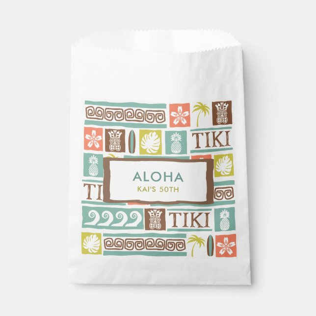 Retro Tiki Party Aloha Tropical Birthday Favor Bag (Front)