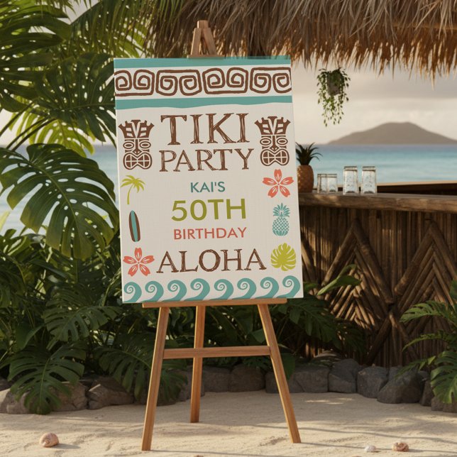 Retro Tiki Party Aloha Tropical Birthday Foam Board (Creator Uploaded)