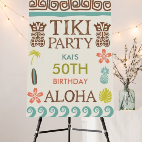 Retro Tiki Party Aloha Tropical Birthday Foam Board