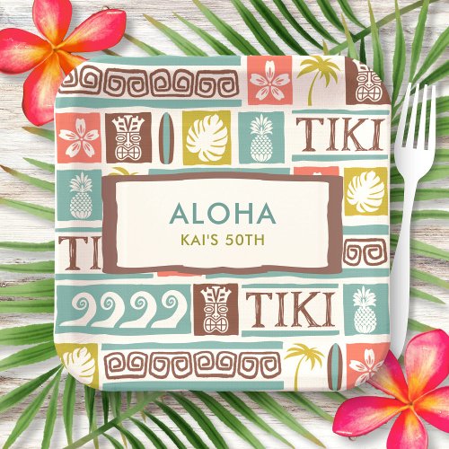 Retro Tiki Party Tropical Aloha Birthday Paper Plates