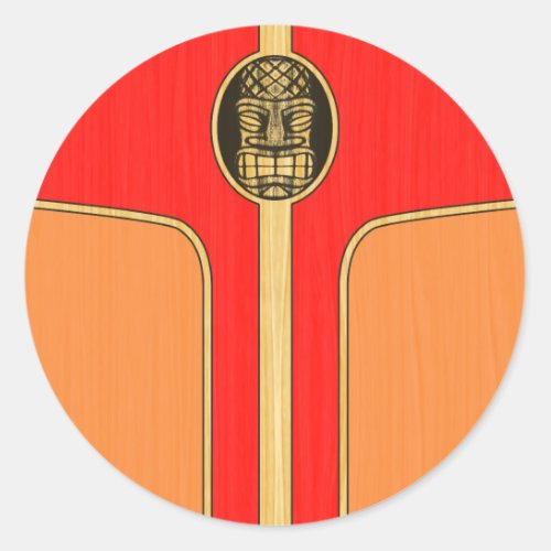 Retro Tiki Surfboard Classic Round Sticker