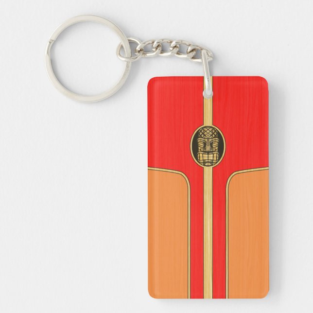 Retro Tiki Surfboard Keychain (Front)