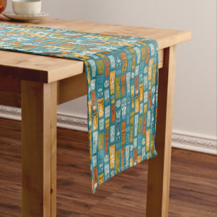 Retro Tiki Totems Short Table Runner