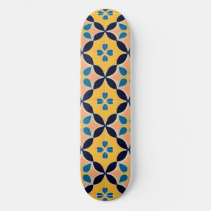 🎨 Retro Tile Glow 🌈 Colorful Geometric Skateboard