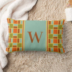 Retro Tiles Monogram Lumbar Pillow