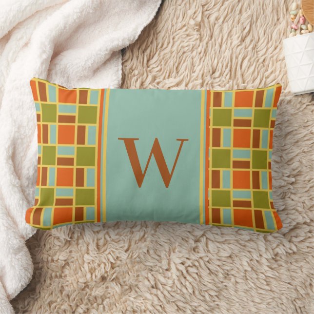 Retro Tiles Monogram Lumbar Pillow (Blanket)
