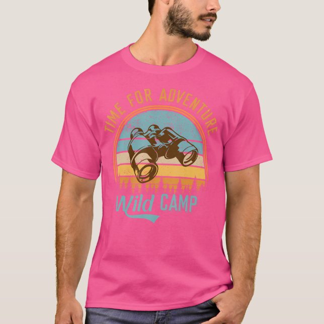Retro Time For Adventure Wild Camp Binoculars T-Shirt (Front)