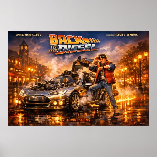Retro Time-Travel Night Adventure Poster