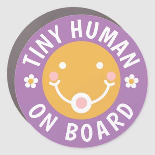 Retro Tiny Human On Board Cute Car Magnet