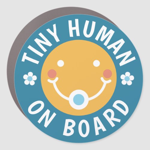 Retro Tiny Human On Board Cute Car Magnet