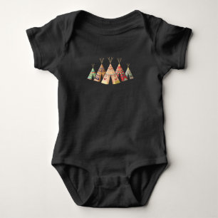Retro Tipi Native American Tepee Baby Bodysuit