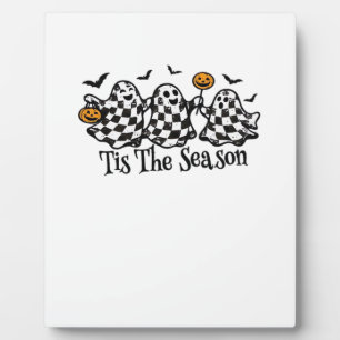 Retro Tis The Season Checkered Halloween Plaque