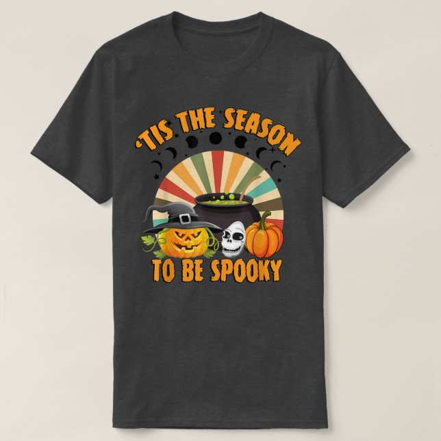 Retro Tis The Season To Be Spooky Moonphase Witch  T-Shirt (Design Front)