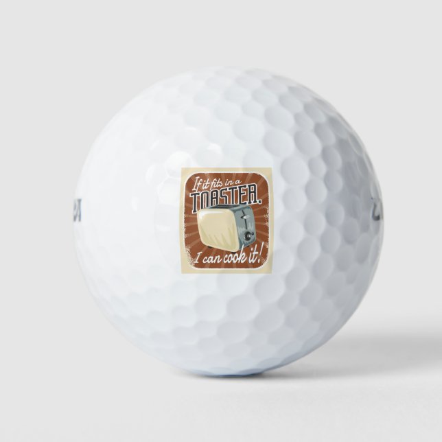 Retro Toaster Cooking Humor Golf Balls (Front)