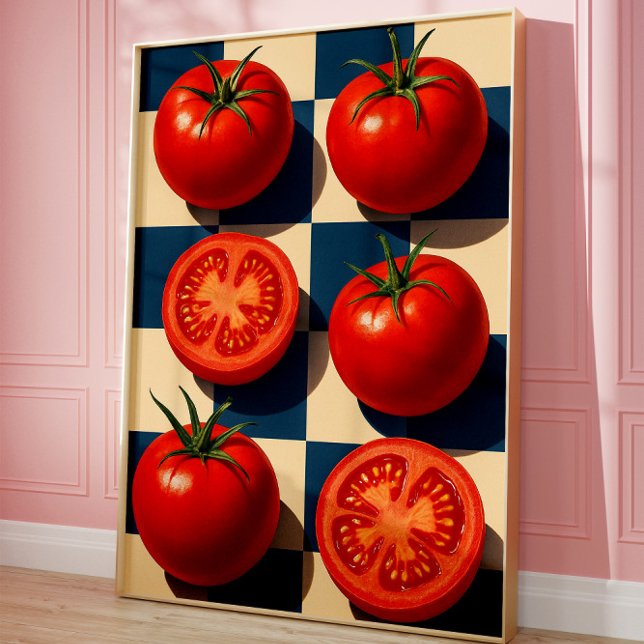 Retro Tomato Art Print, Photorealistic Kitchen Poster (Tomato Art Poster)