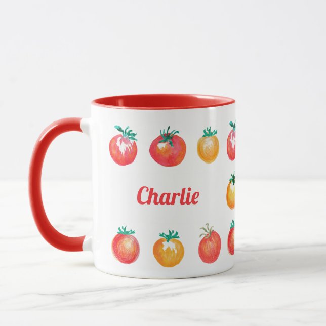 Retro Tomato Hand-Drawn Summer Foodie Pattern Mug (Left)