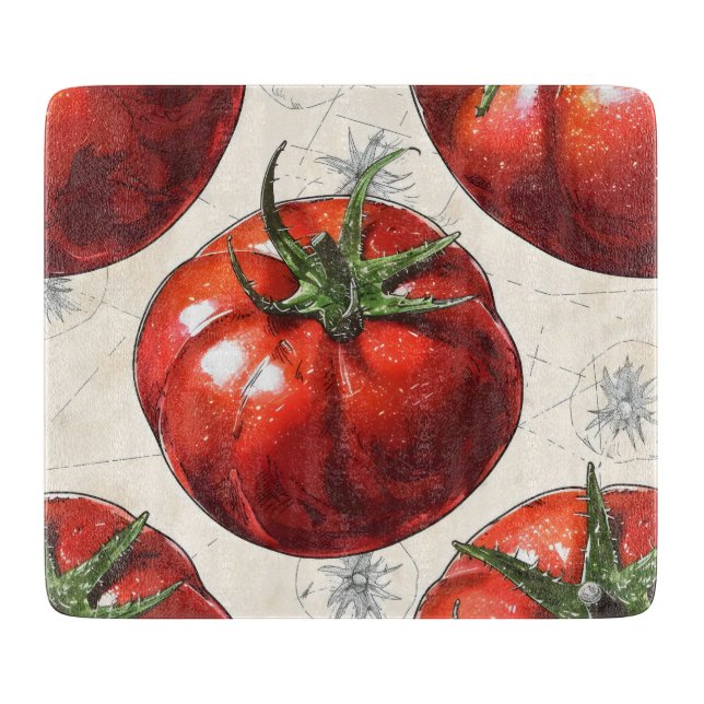 Retro Tomatoes Cutting Board (Front)