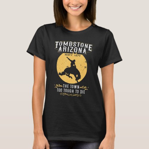 Retro Tombstone Arizona Wild West Vintage Horse Su T_Shirt