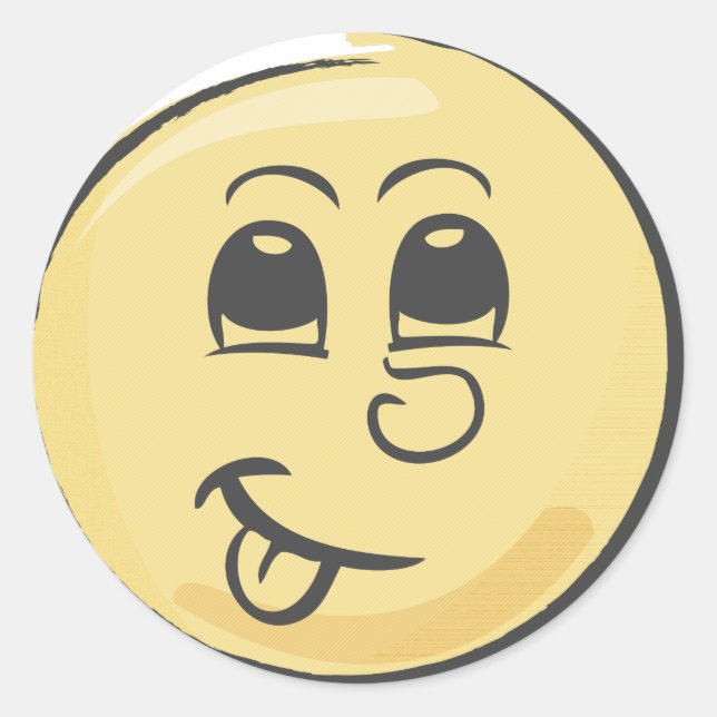Retro Tongue Emoji Classic Round Sticker (Front)