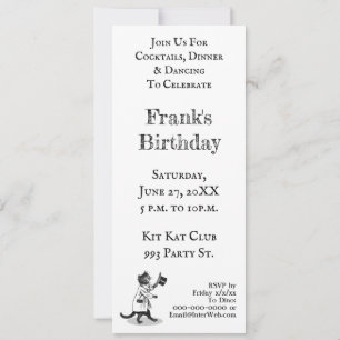 Retro Top Hat Cat Custom Party Invitation