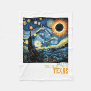 Retro Total Solar Eclipse 2024 Texas For Men Women Fleece Blanket