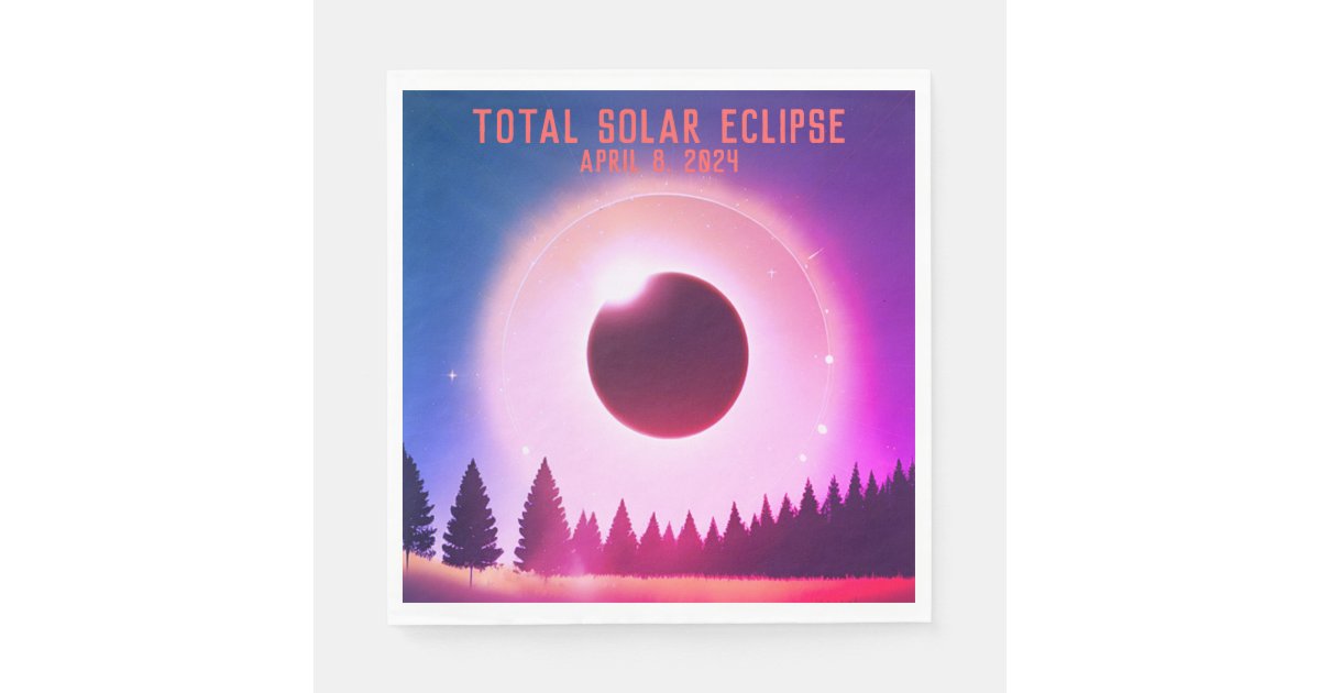 Retro Total solar eclipse April 8, 2024 landscape Napkins | Zazzle