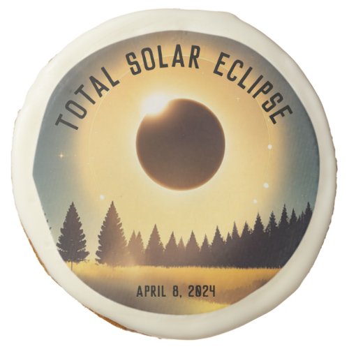 Retro Total solar eclipse April 8 2024 landscape Sugar Cookie