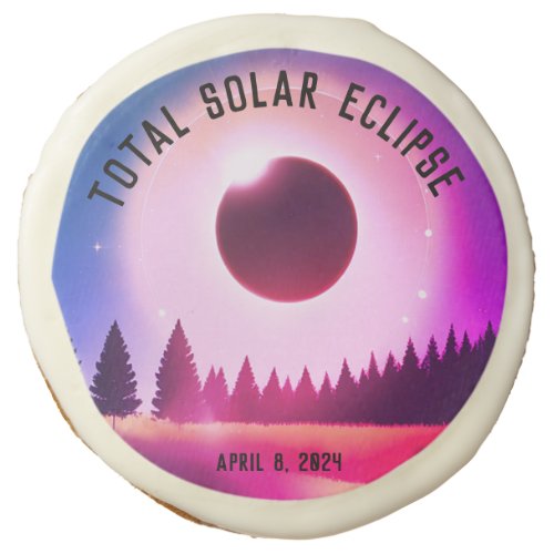 Retro Total solar eclipse April 8 2024 landscape Sugar Cookie