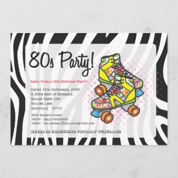 Retro Totally 80's Roller Skates Birthday Party Invitation by Pip_Gerard at Zazzle