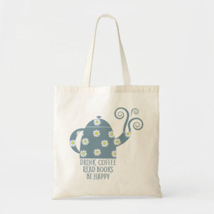 Retro tote: Drink Coffee, Read Books, Be happy Tote Bag