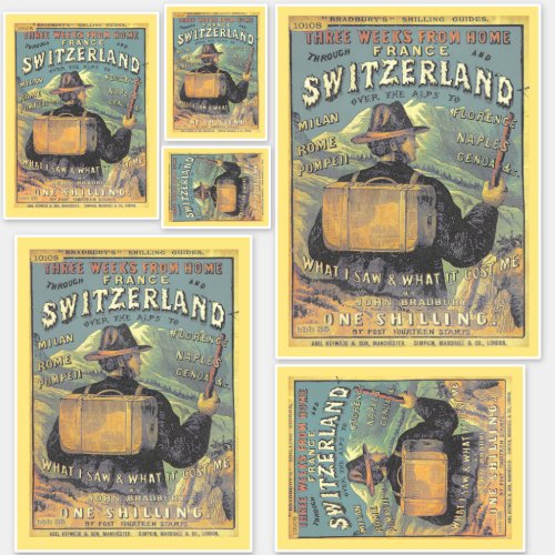 Retro Tourist Guide to Switzerland Illustration Sticker