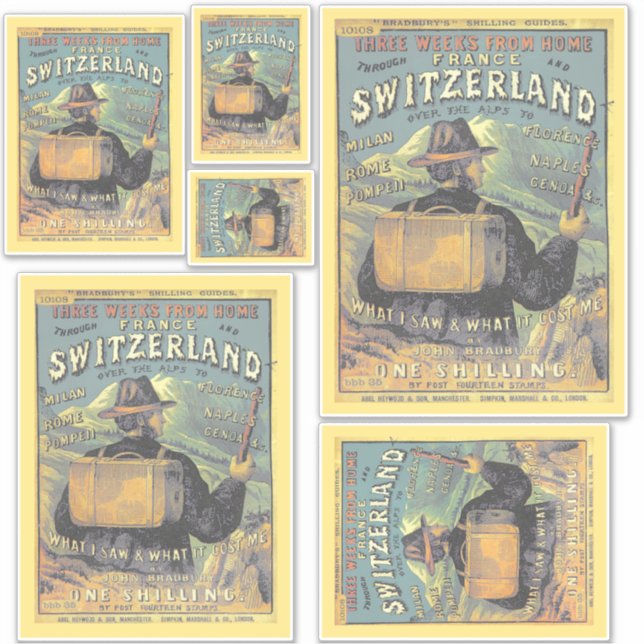 Retro Tourist Guide to Switzerland Illustration Sticker (Front)