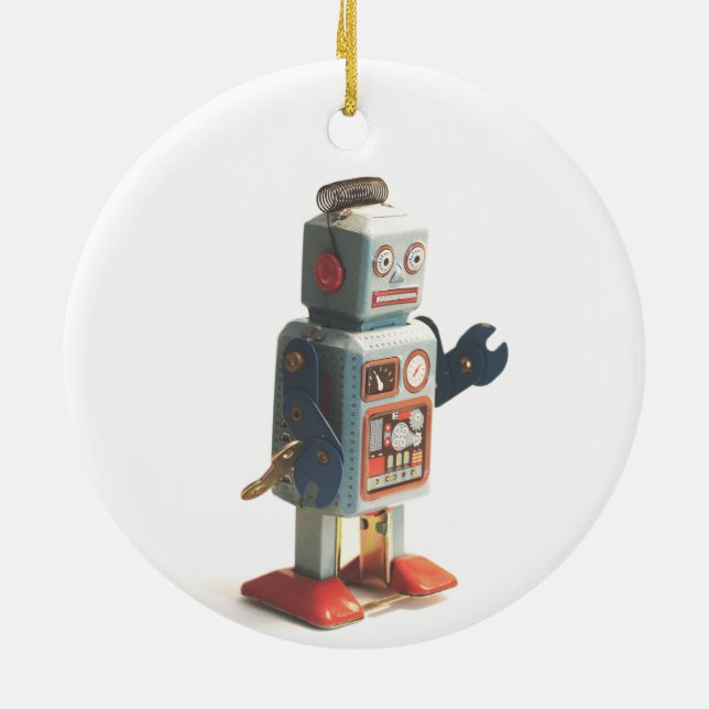Retro Toy Robot Ceramic Ornament (Back)