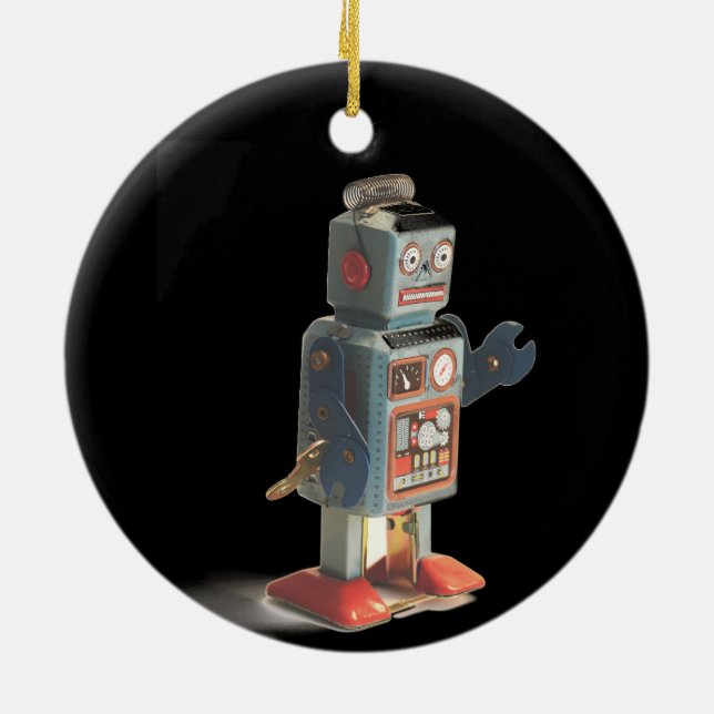 Retro Toy Robot Ceramic Ornament (Back)