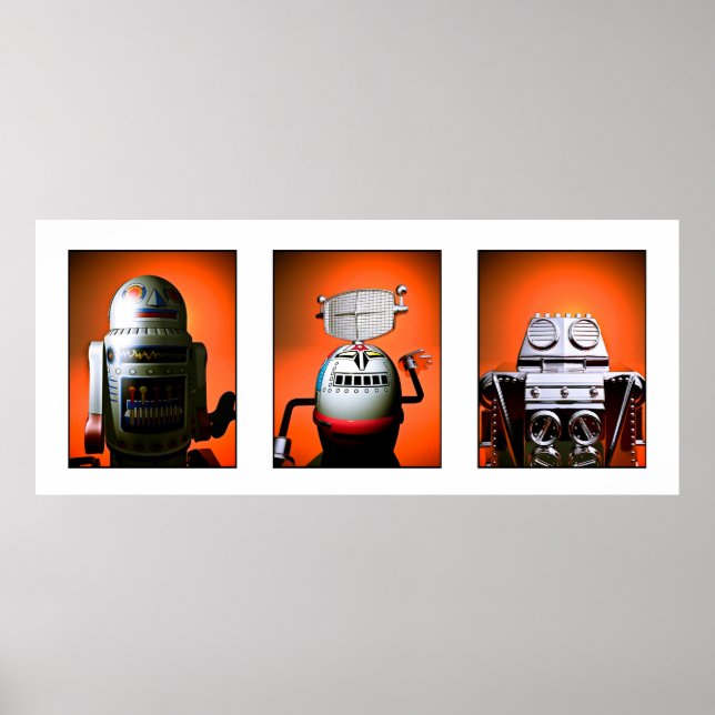 Retro Toy Robot Lineup 01 Poster (Front)