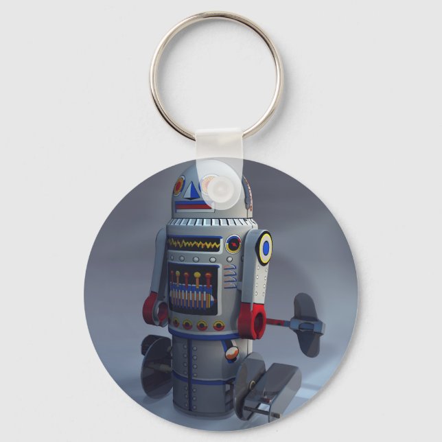 Retro Toy Robot Number 7 Keychain (Front)